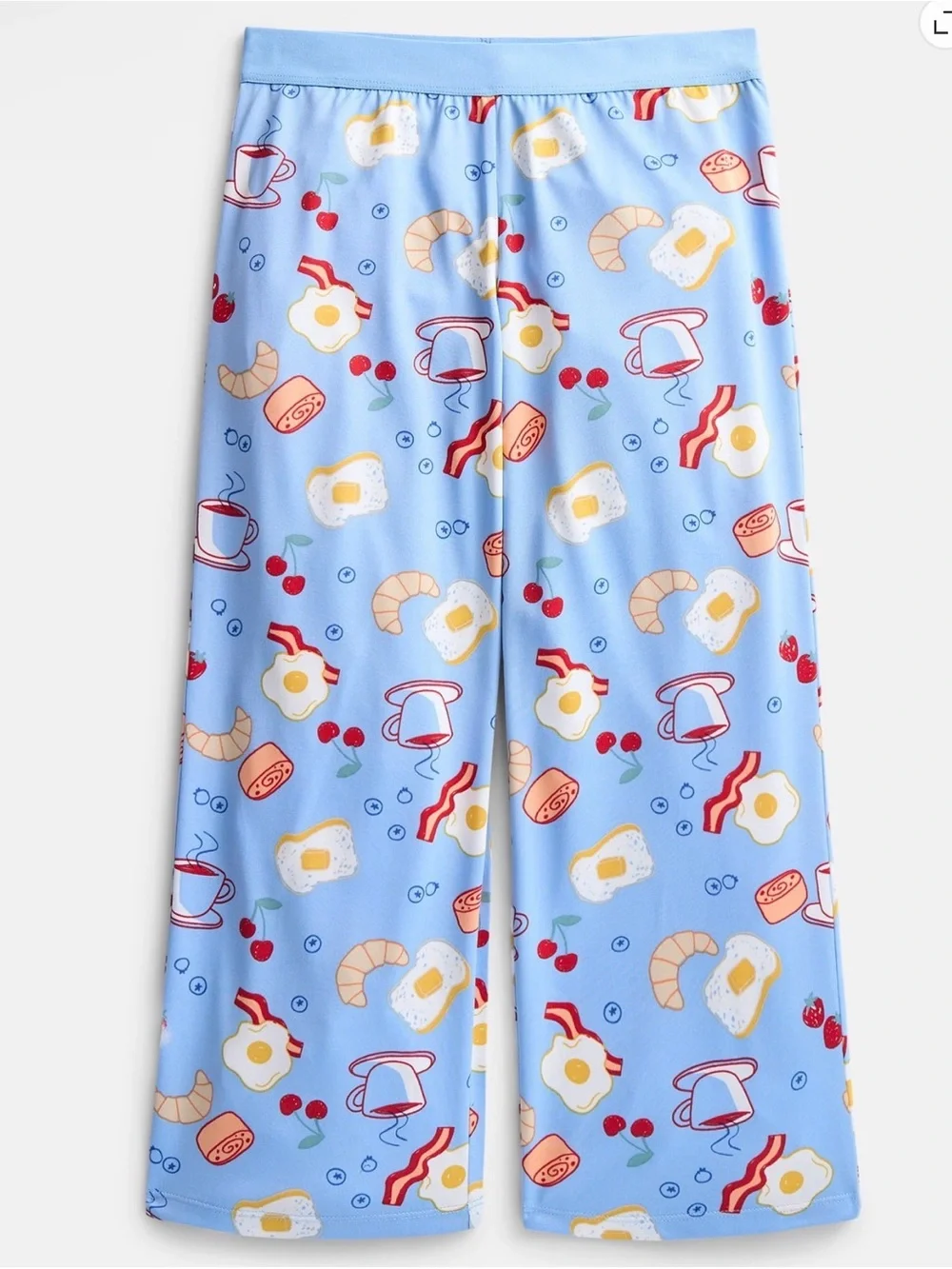 wonder nation Breakfast-Print Kids Pajama Set - White & Light Blue